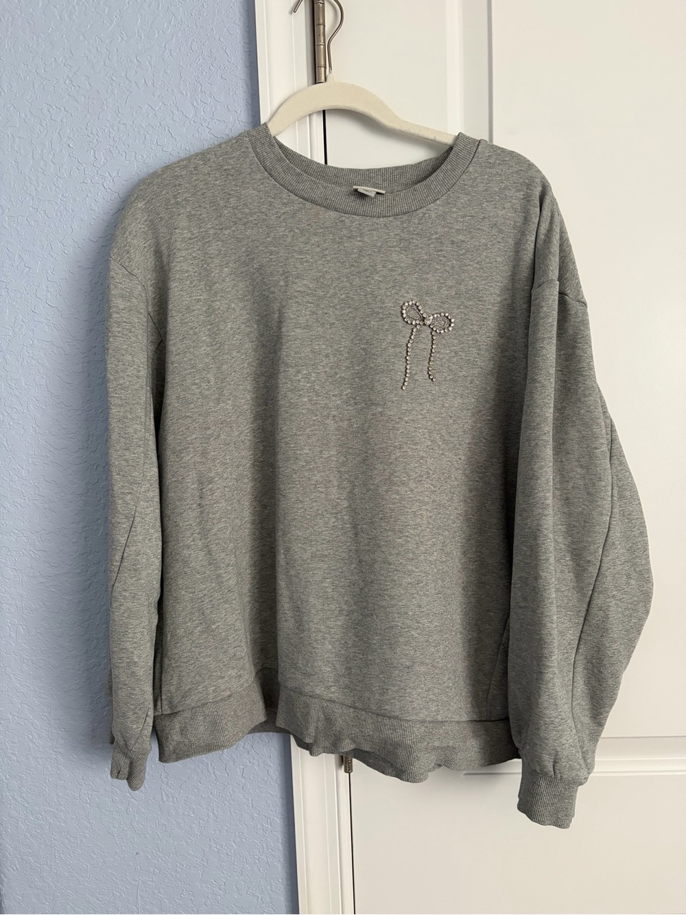 NWOT Womens Sweatshirt with Rhinestone Bow